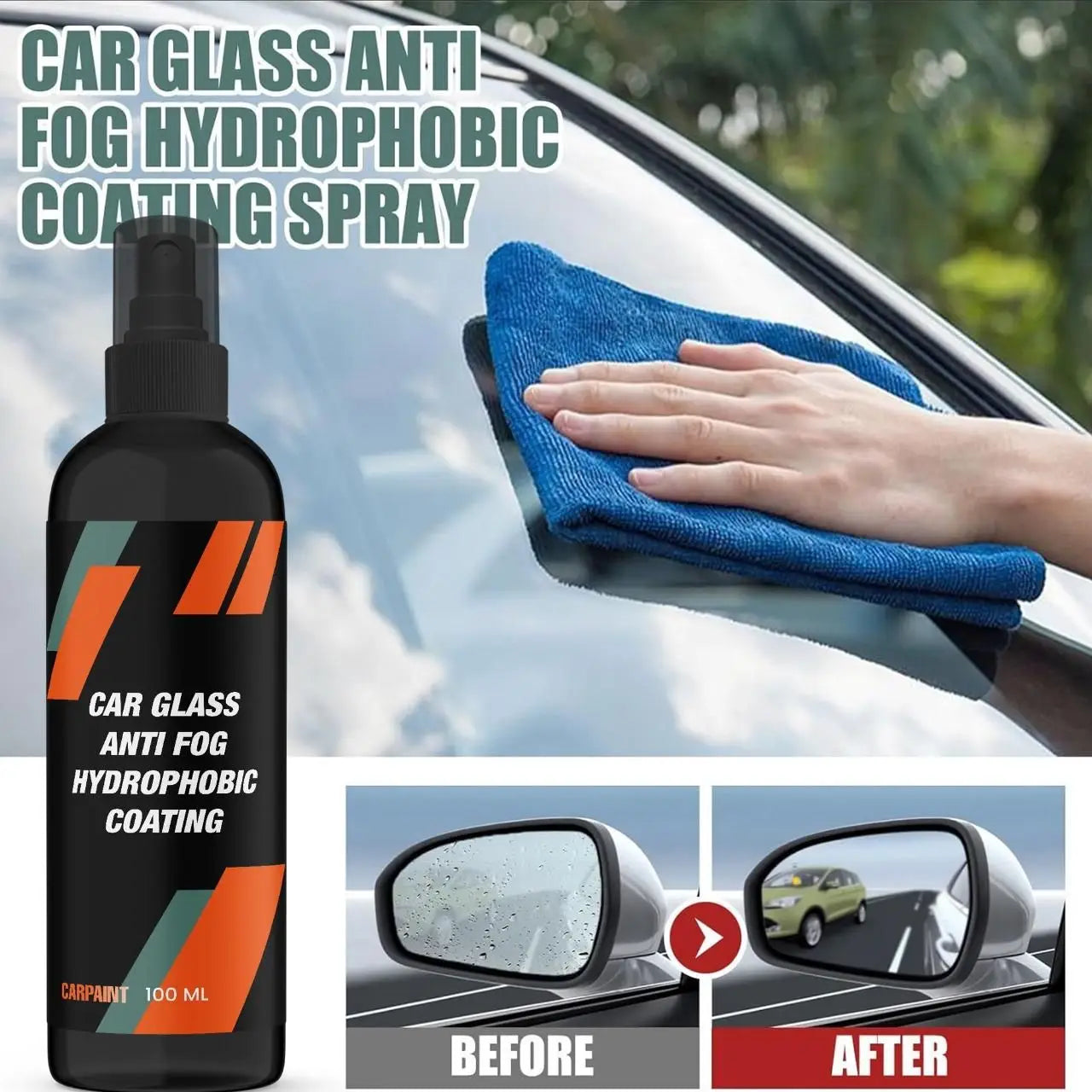 Car Glass Anti Fog Hydrophobic Coating 100ml(Pack Of 1)