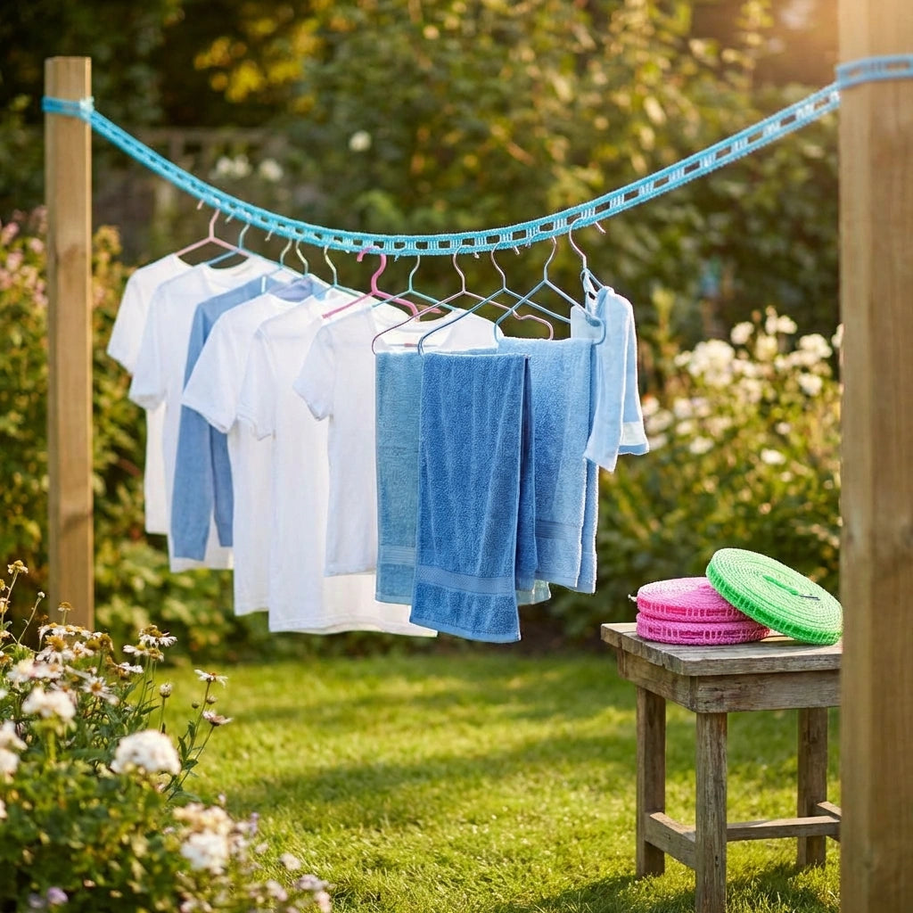 Anti-Slip Clothes Washing Line Drying Nylon Rope with Hooks