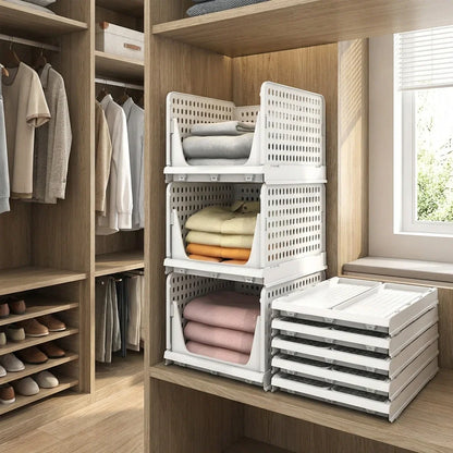 Best 7732 3 layer clothes organizer for wardrobe cupboard foldable and stackable closet drawer multi purpose plastic