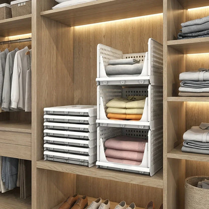 Best 7732 3 layer clothes organizer for wardrobe cupboard foldable and stackable closet drawer multi purpose plastic