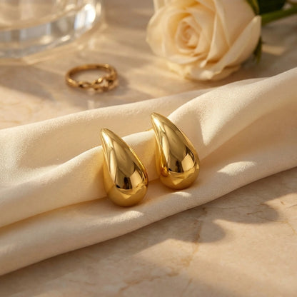 Gold Teardrop Statement Earrings