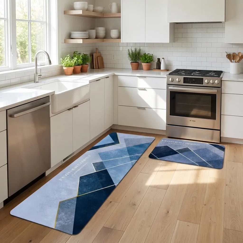 Rubber Floor Mat with Runner Geometric Pattern