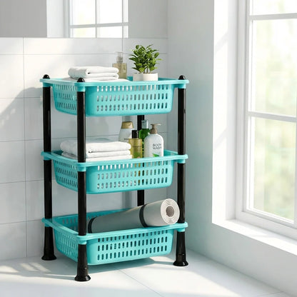 3 Layer Squre Kitchen Trolley Basket