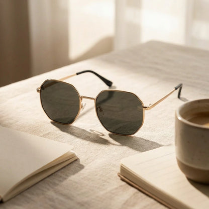 Suga Octagon Round Black Sunglass