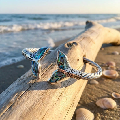 Abalone Shell Mermaid Tail Bangle Bracelet