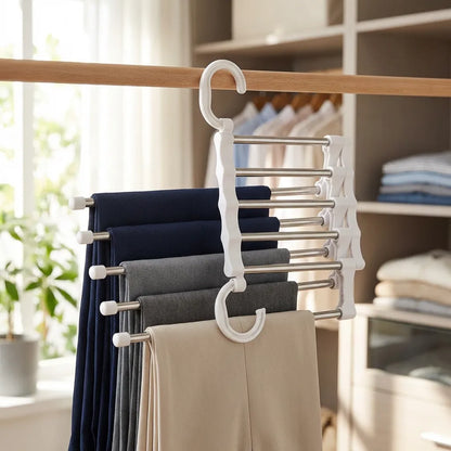 Hanger-5 In 1 Stainless Steel Multifunction Retractable Rack Trouser Hanger(Pack of 2)