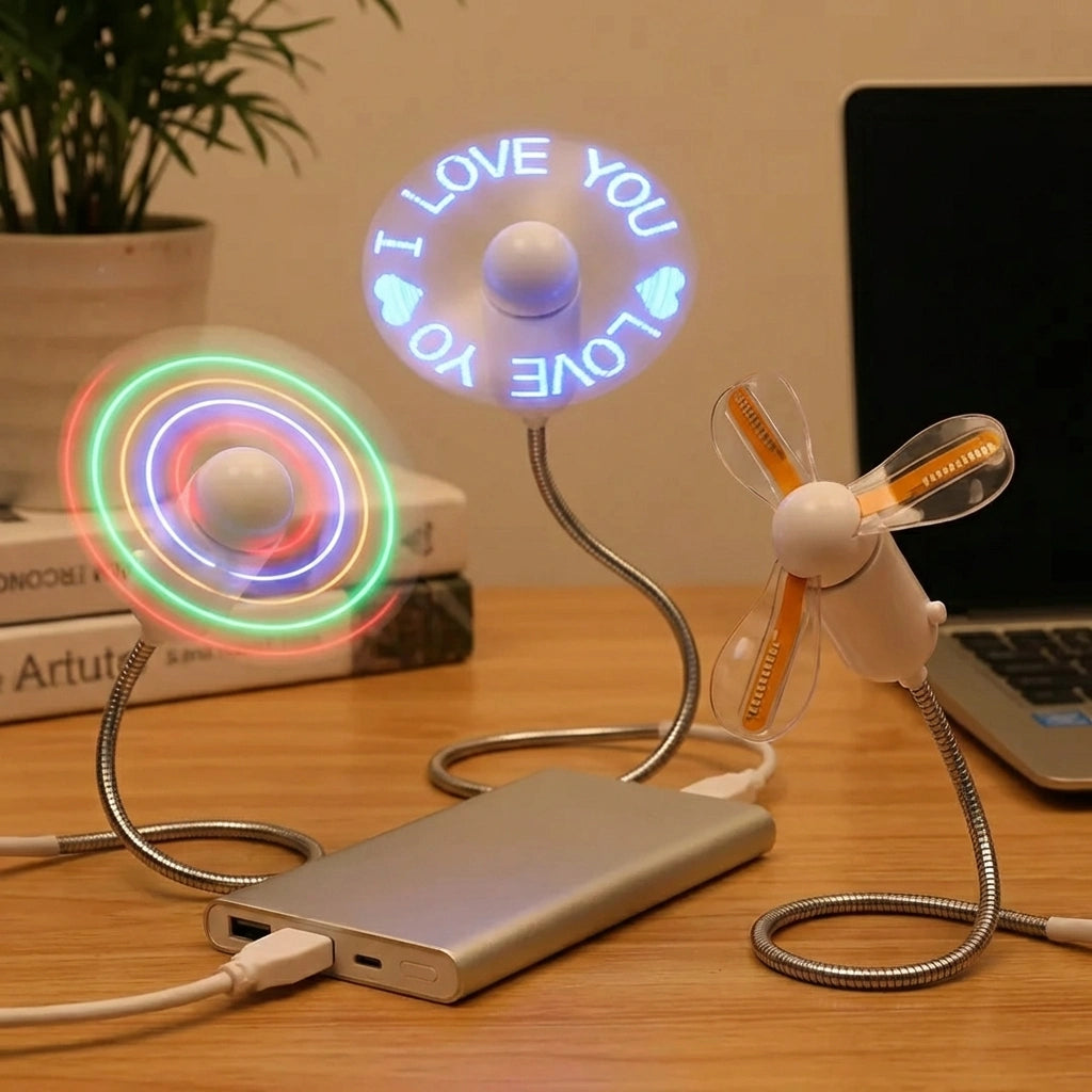 USB LED Fan with Programmable CD Customized Message