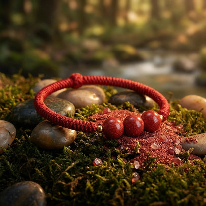 Hand-Woven Cinnabar Small Beads Bracelet
