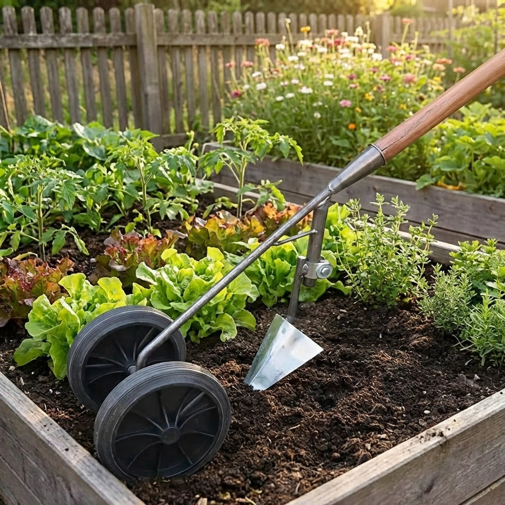 Garden Tool Supporter with Double Wheels