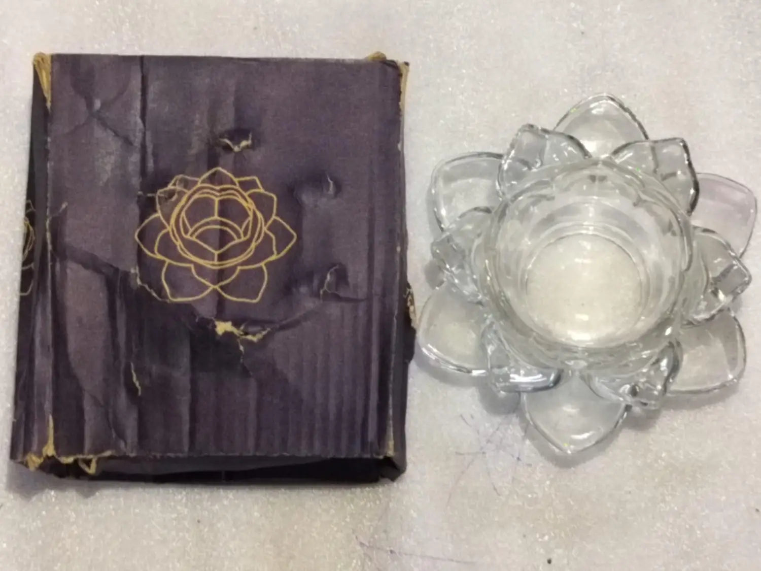 Glass Lotus Flower Tea Light