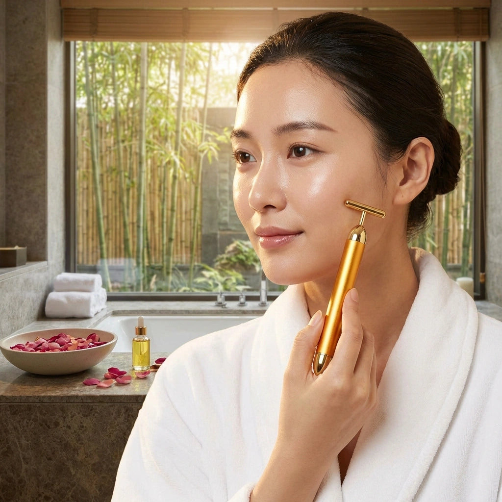 24K Gold Energy Beauty Bar Electric Facial Massage Roller