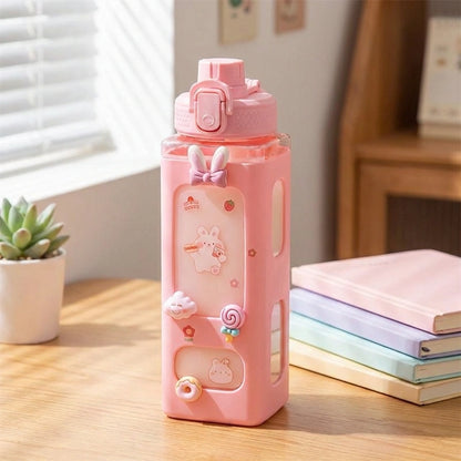 700ml Kawaii Water Bottle with Lid and Straw