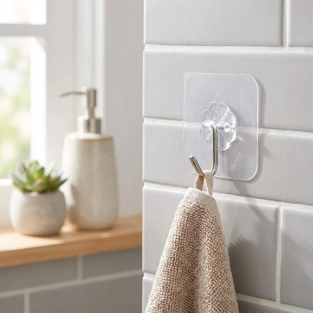 Self Adhesive Waterproof Transparent Hooks for Wall (Pack of 15)