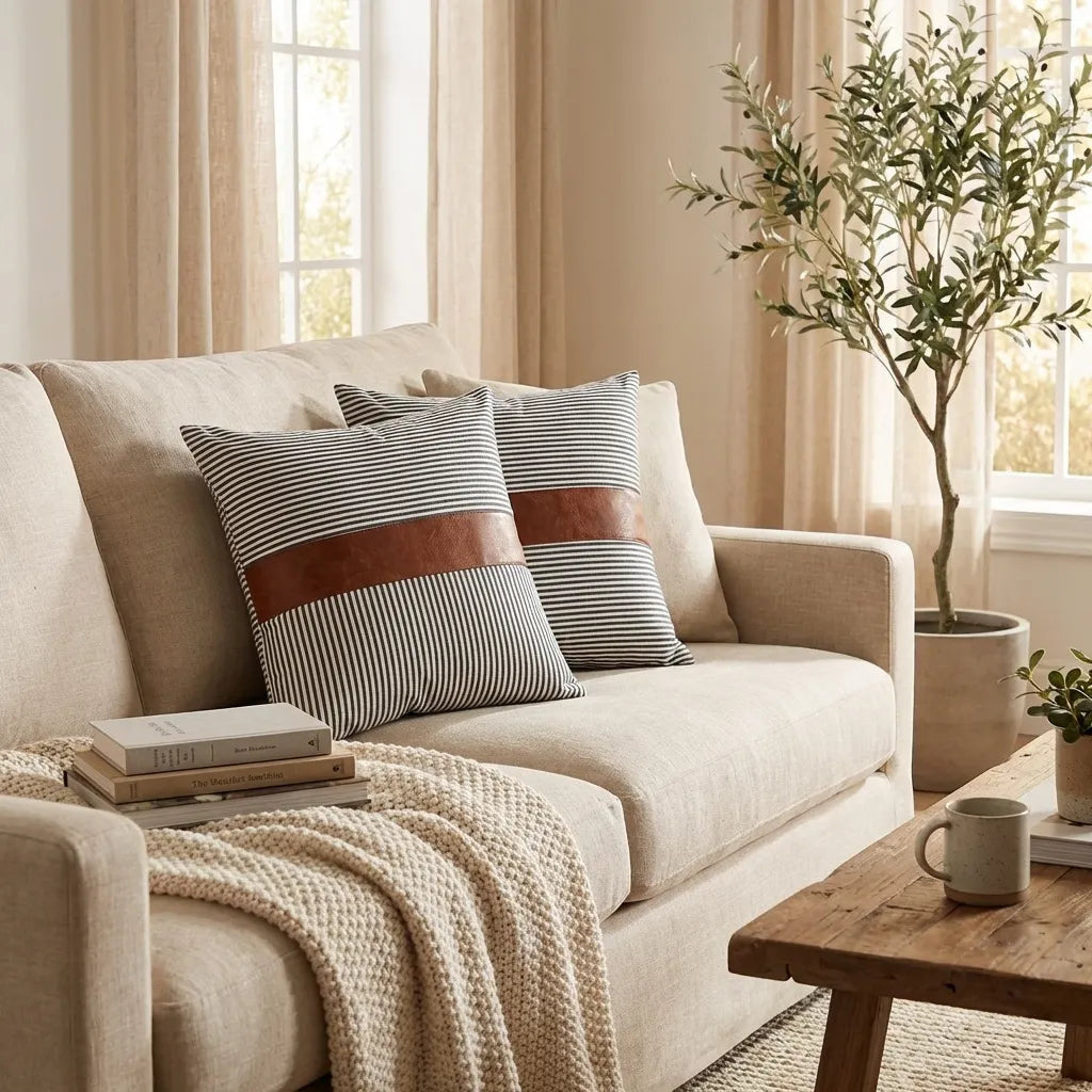 Leather & Cotton Pillow Covers