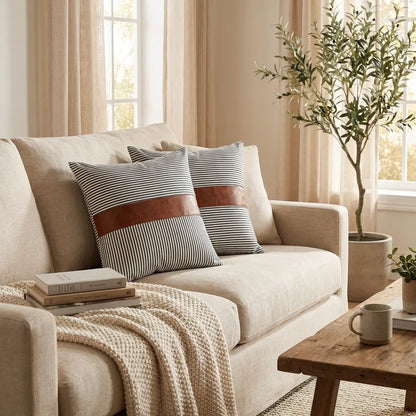 Leather & Cotton Pillow Covers