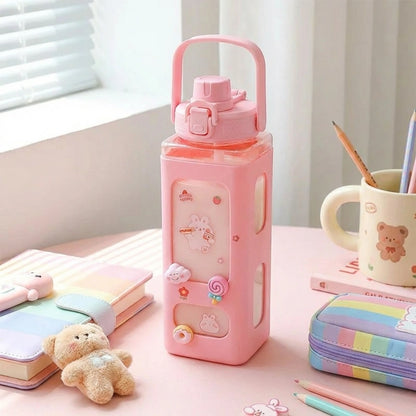 700ml Kawaii Water Bottle with Lid and Straw