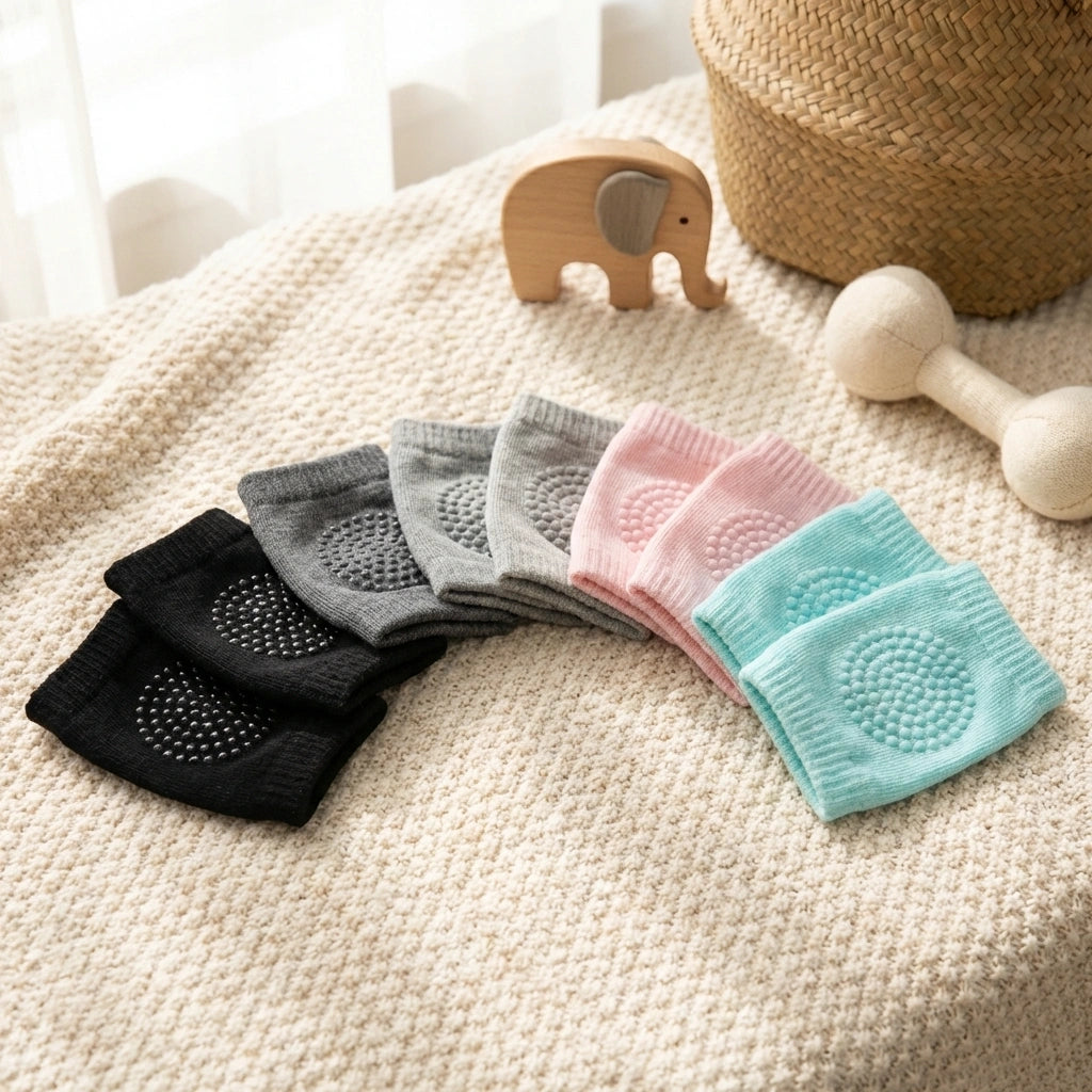 2 Pair Baby Crawling Elbow pad Baby Leg Warmer Baby Kneecap (Multi Color)