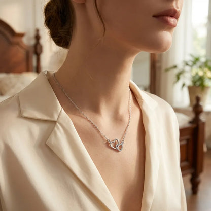 Women's Dual Heart Pendant with Chain Micro Plating