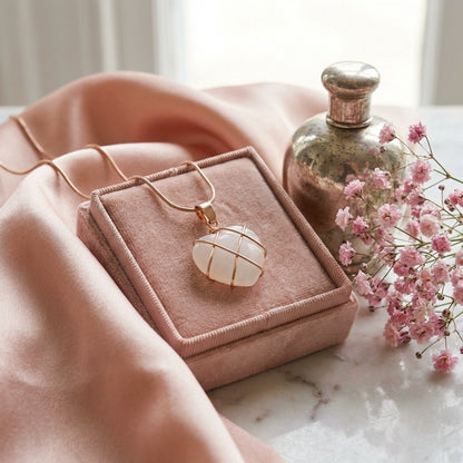 Fashion Metal Wrapped Love Heart Crystal Stone Pendant