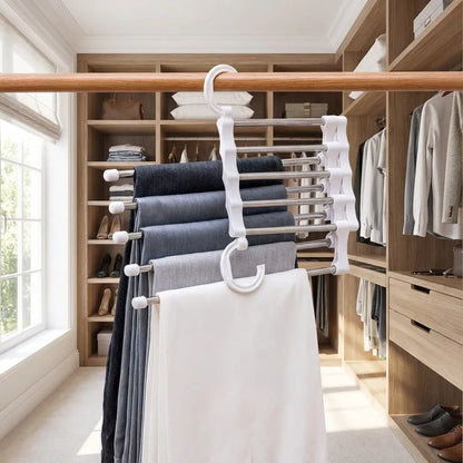 Hanger-5 In 1 Stainless Steel Multifunction Retractable Rack Trouser Hanger(Pack of 2)