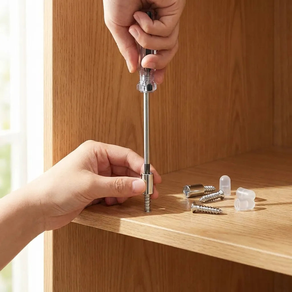 20pcs Metal Shelf Support Pegs with Anti-Slip Self-Tapping Screws Set