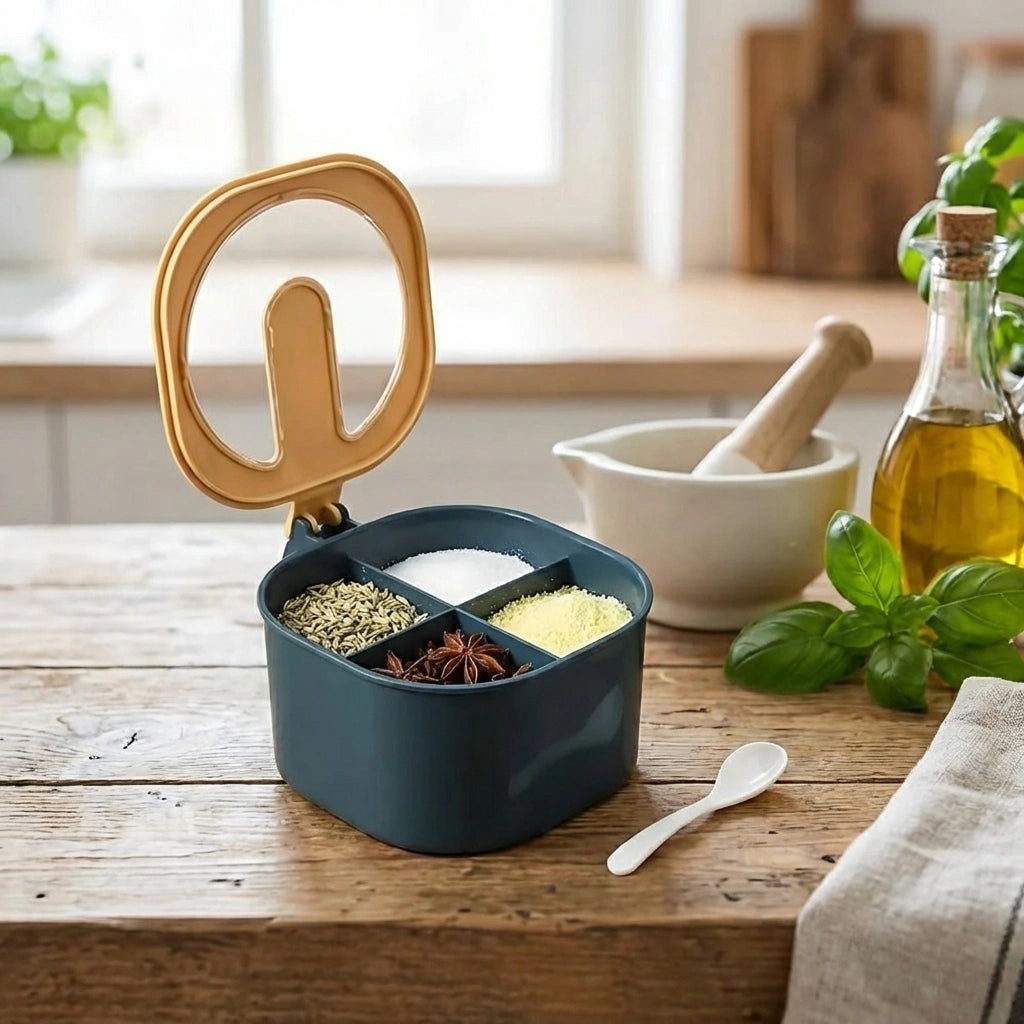 Plastic 4-Section Fancy Masala Box