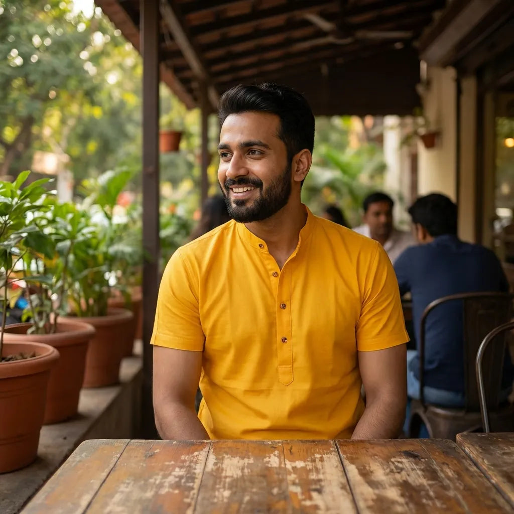 Solid Yellow Slim Shirt