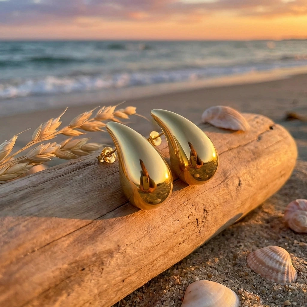 Gold Teardrop Statement Earrings