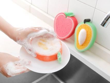 Cleaning Sponge Fruits Shaped Kitchen/Bathroom Wash Cleaning Sponge (Pack of 4)