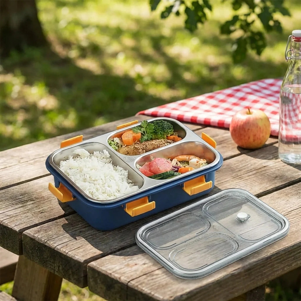 3-Compartment Steel Lunch Box