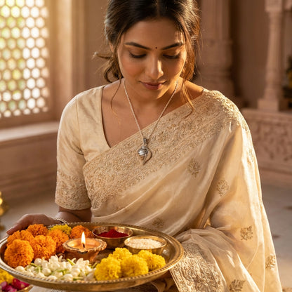 Silver Shankha Pendant with Chain
