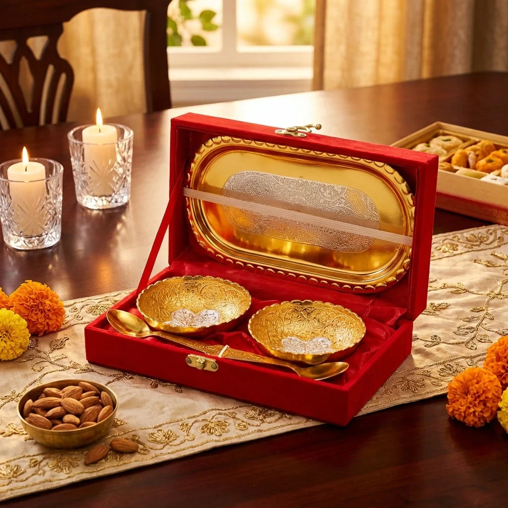 Plated Bowl Tray Set
