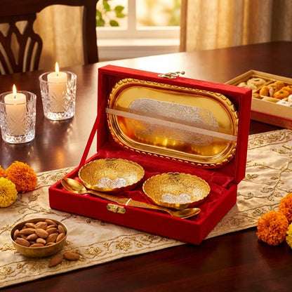 Plated Bowl Tray Set