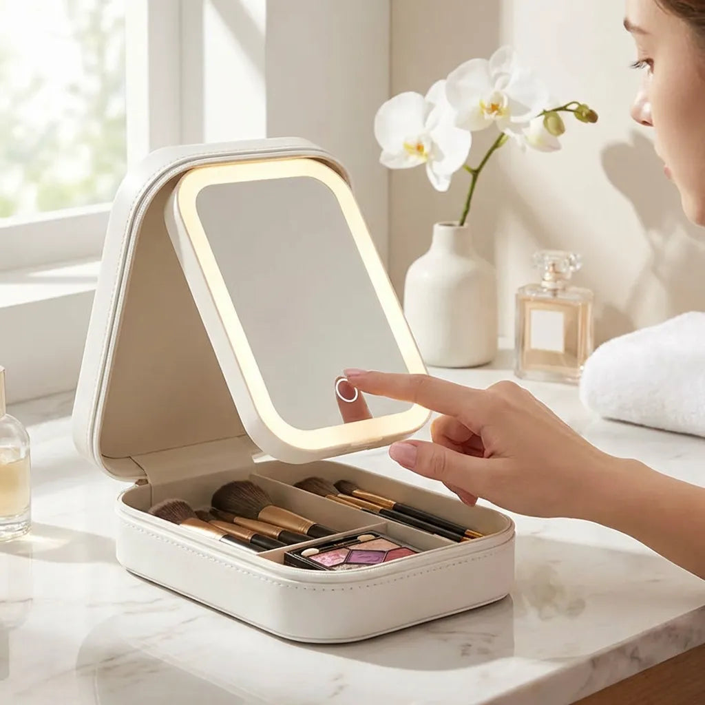 White Jewelry Box with LED Mirror