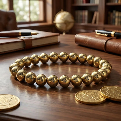 Golden Pyrite Bracelet - 8mm Beads
