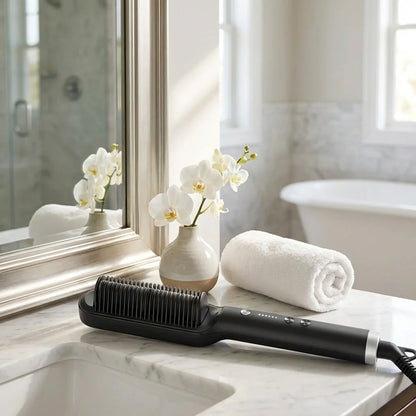Hair Straightener Used While Massaging Head