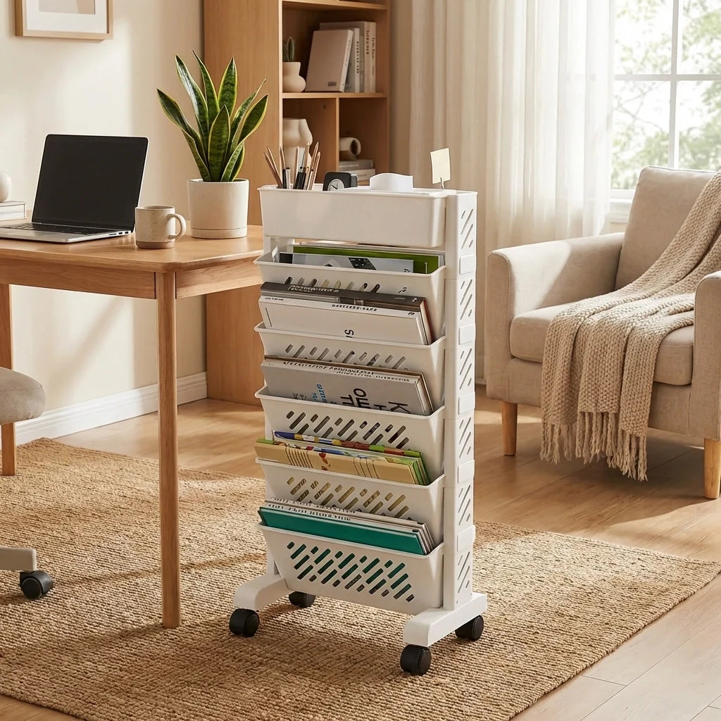 Rotating Mobile Bookshelf Organizer