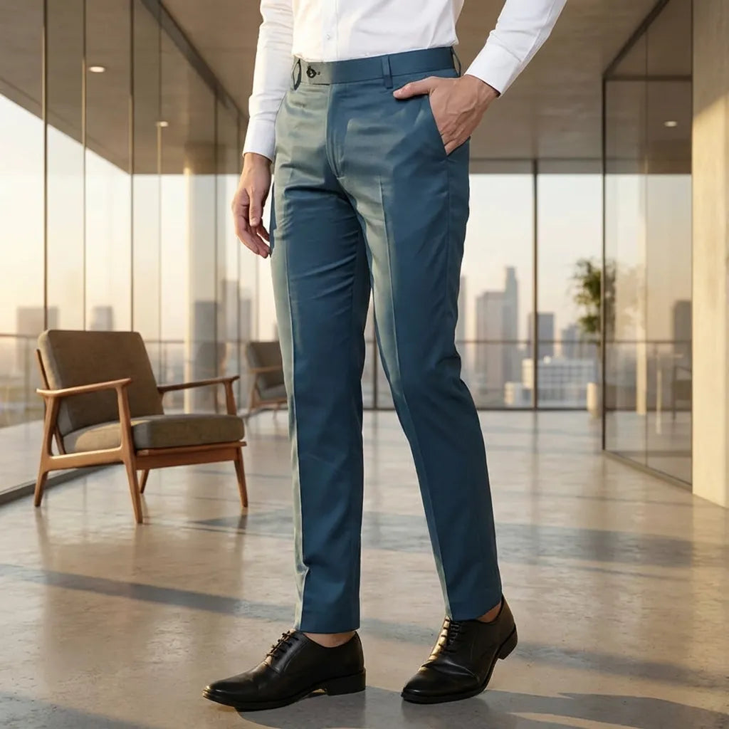 Modern Blue Formal Trousers