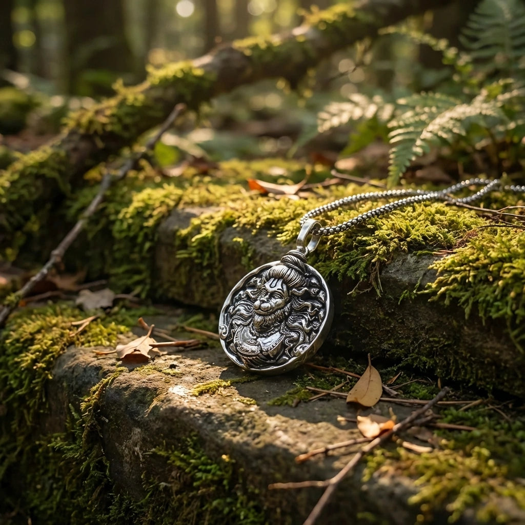 Hanuman Ji Pendant Oxodaised Silver Chain