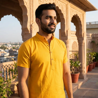 Solid Yellow Slim Shirt