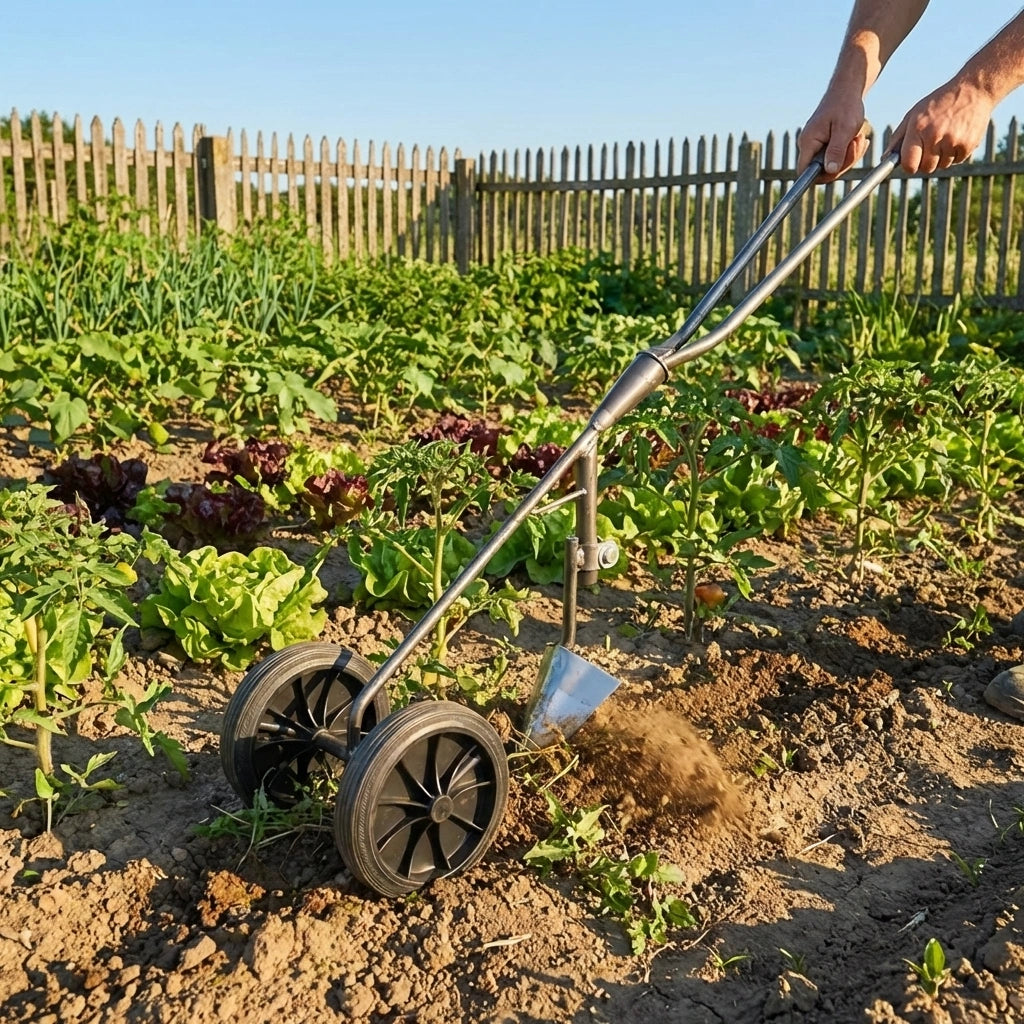 Garden Tool Supporter with Double Wheels