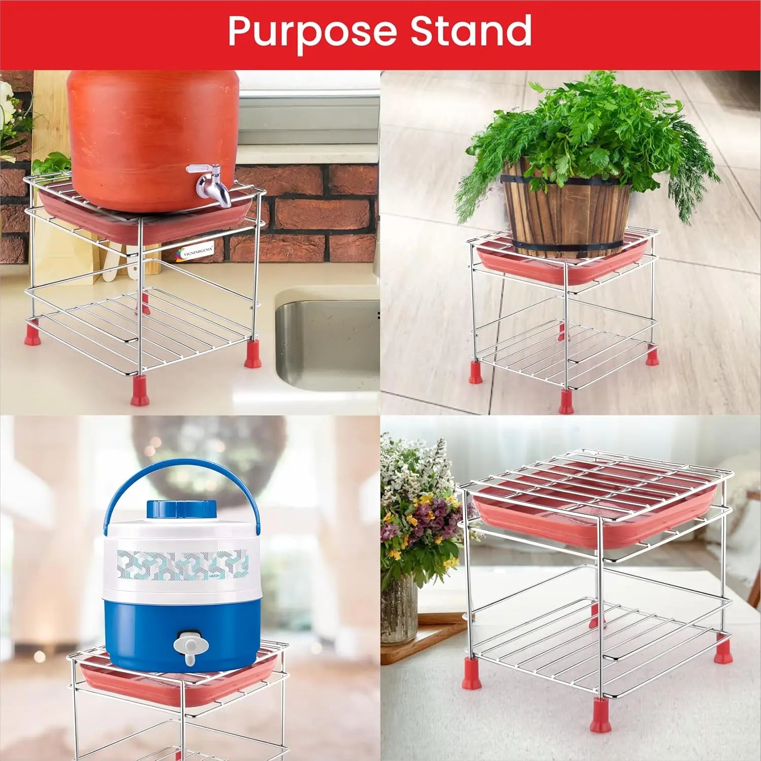Sturdy Steel Matka Stand with Free Tray