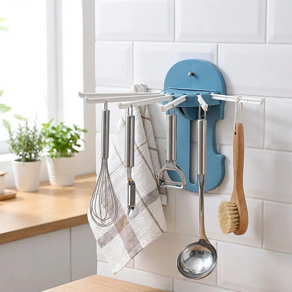 7-in-1 Multifunction Retractable Wall-Mounted Pull-Out Hanger Rack
