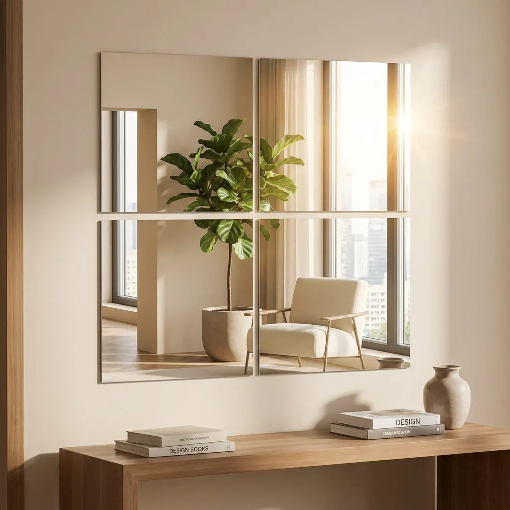 Big Square Silver 3D Acrylic Mirror Wall Sticker (Pack of 1)