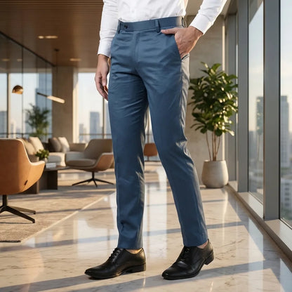 Modern Blue Formal Trousers