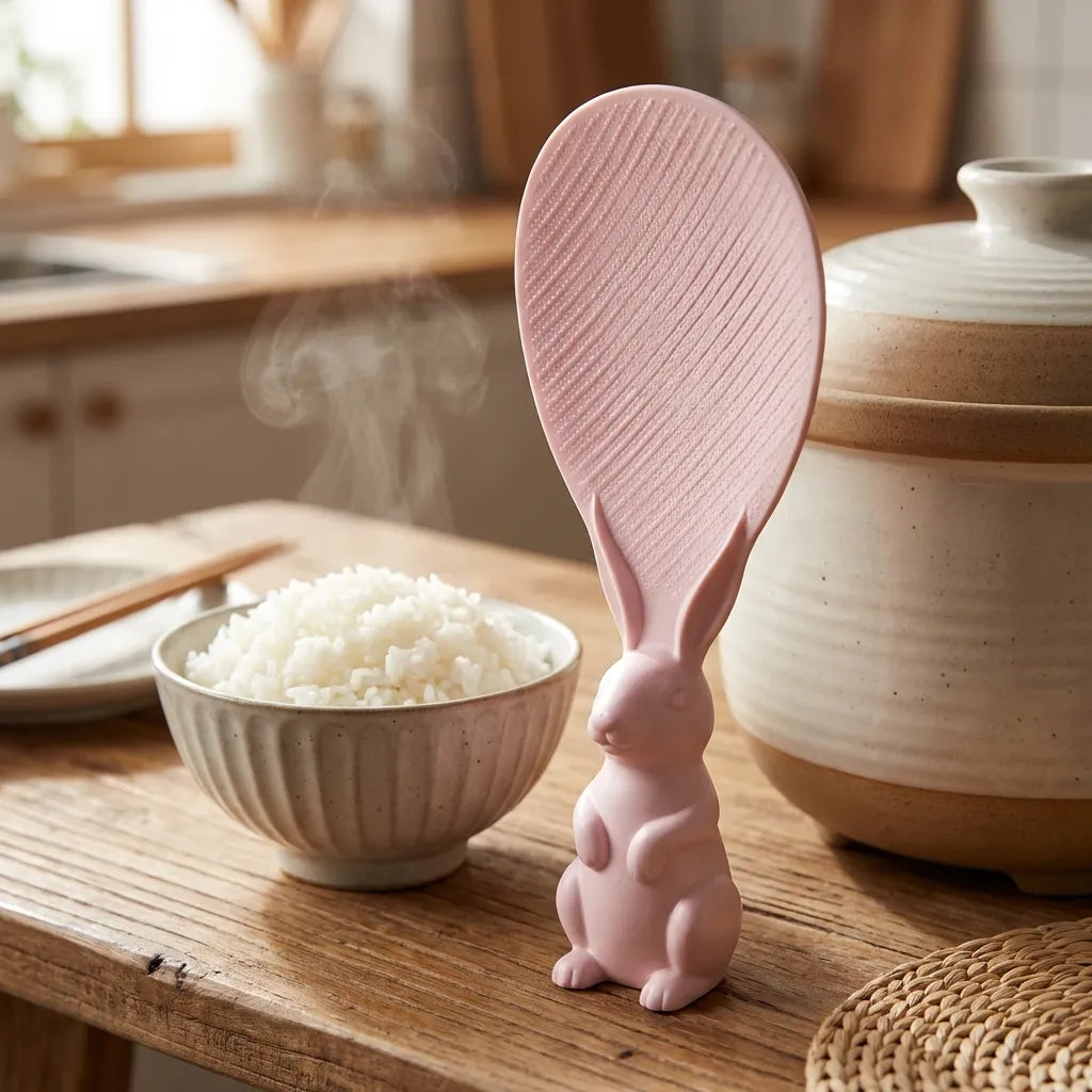 Rabbit Standing Non-Stick  Rice Spoon,Vertical Kitchen Serving Spoon (Pack of 3)