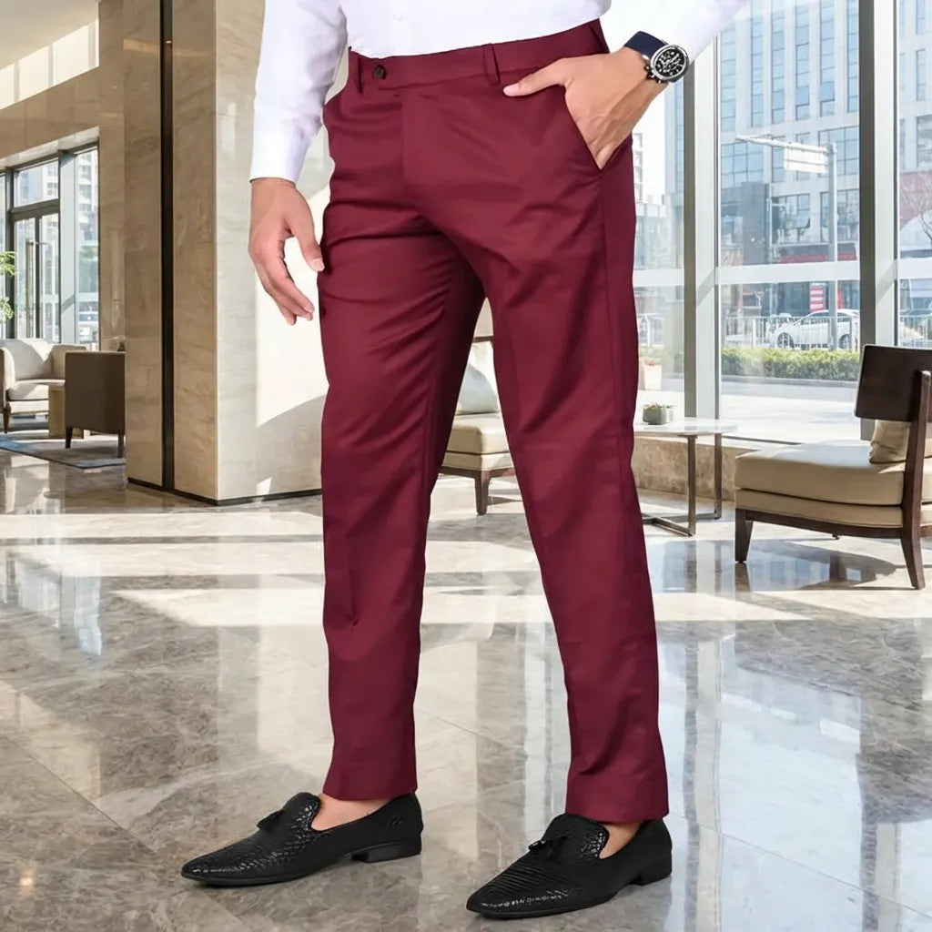 Maroon Office Formal Trousers