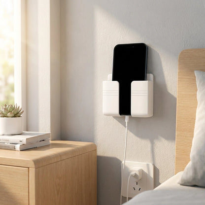 Wall Mounted Mobile Holder With Adhesive Strips& Charging Holder