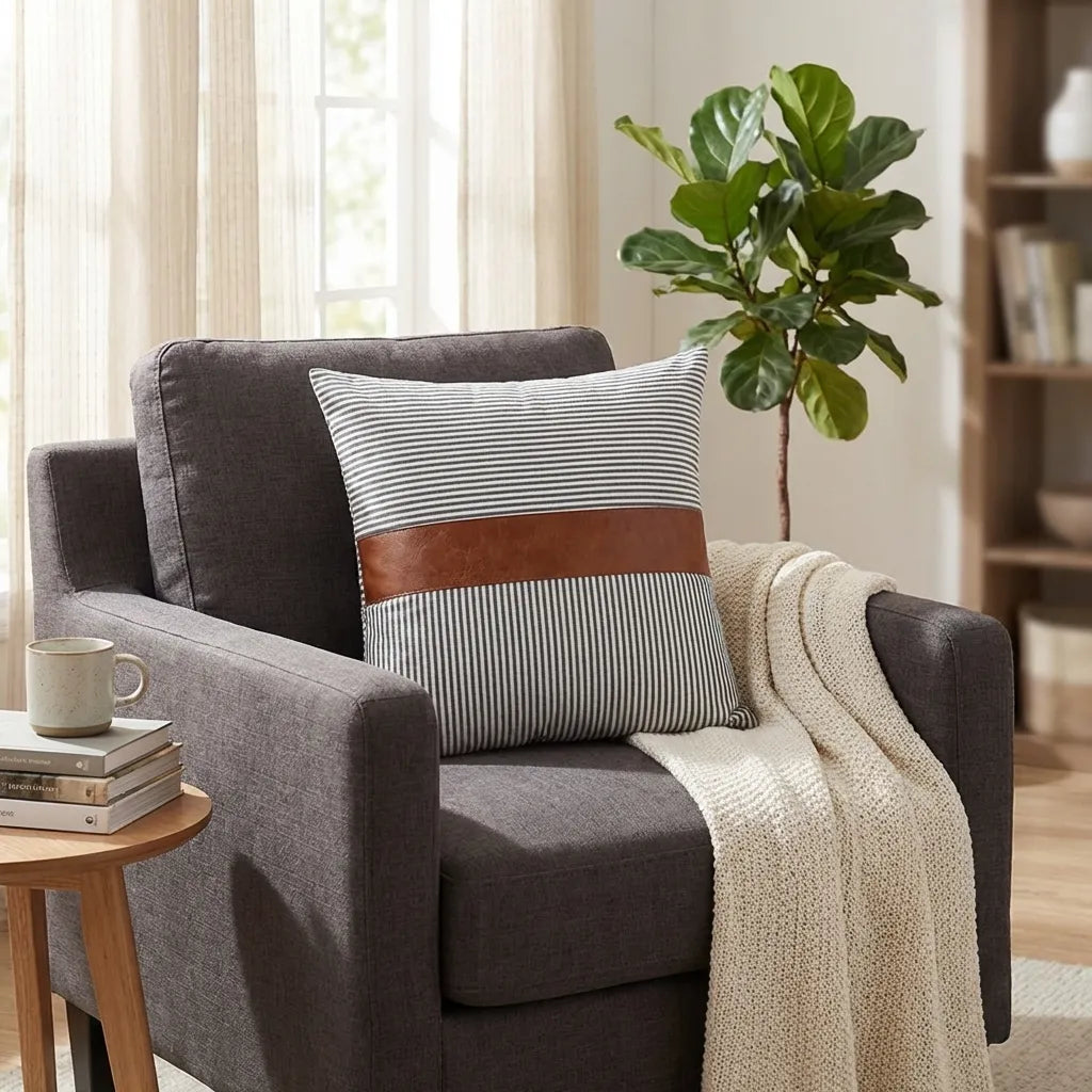Leather & Cotton Pillow Covers