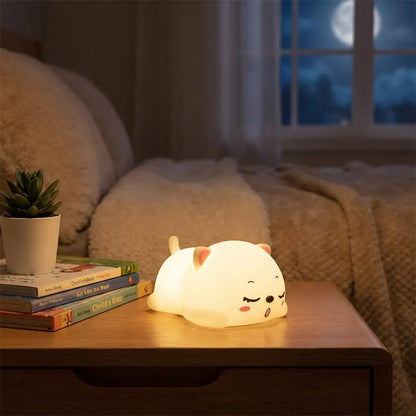 Cute Cat Animal Silicone Baby Night Light